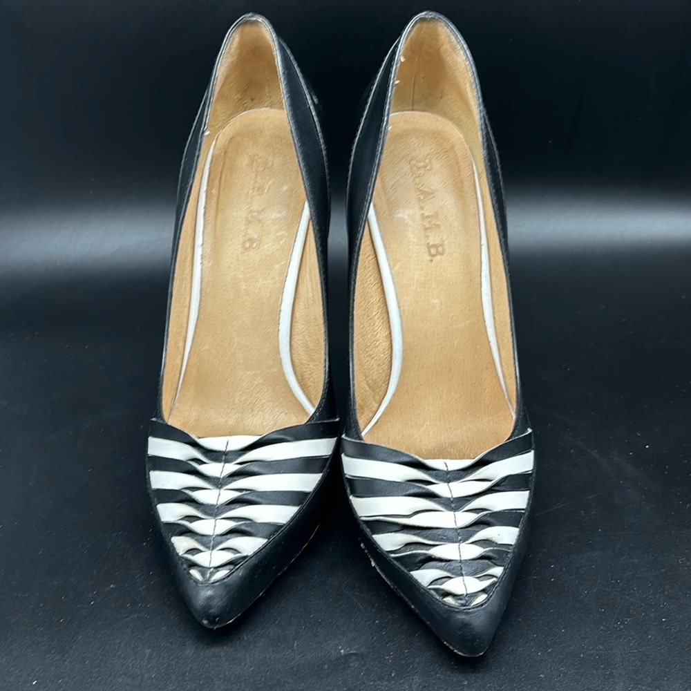 L.A.M.B Black & White Stiletto Pointed Toe Heels SIZE 7 M